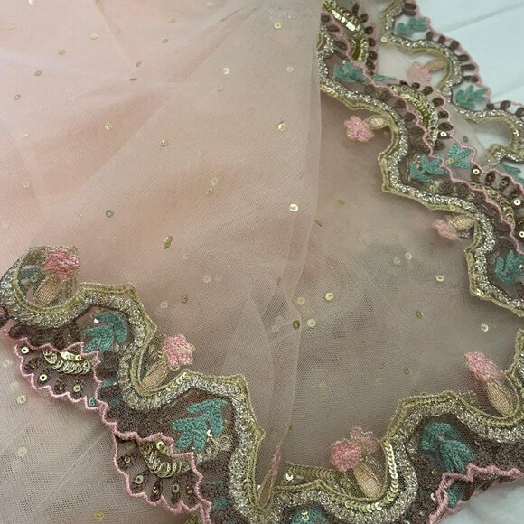 Pink and Navy Blue Lehenga Set - Picture 4 of 7